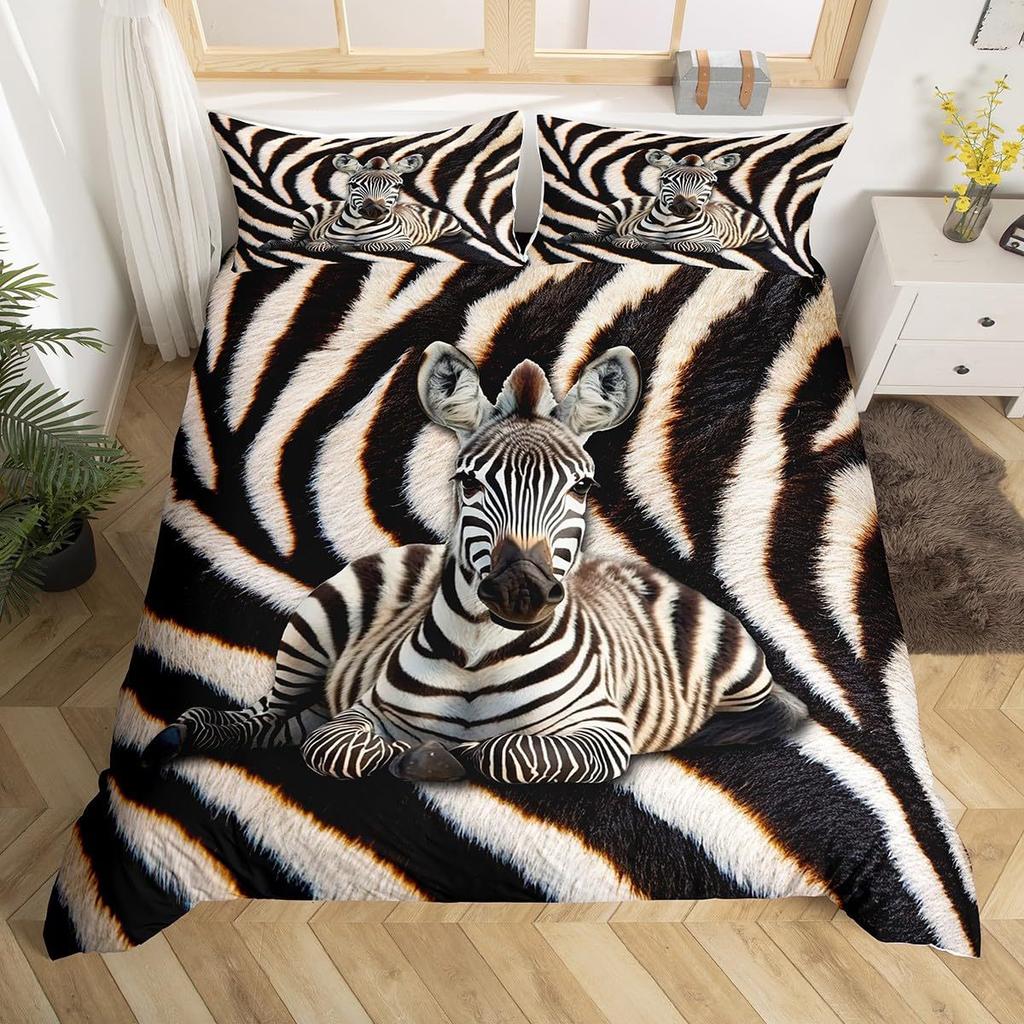 3D Zebra Digital Printing Duvet Set Bedding Set Three-Piece Set
