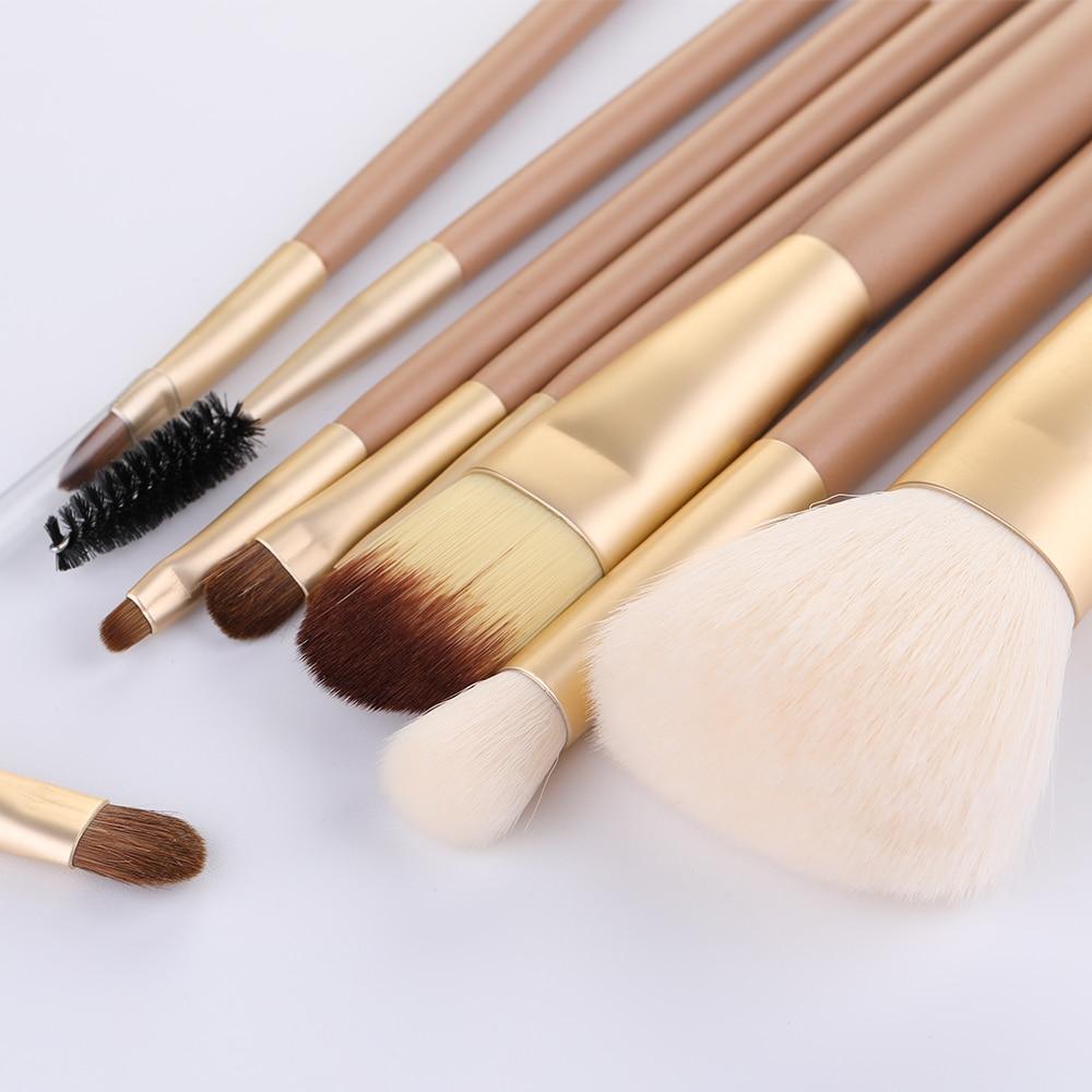 RANCAI Luksusowy zestaw 9 pędzli do makijażu, pudru, podkładu, różu, cieni do powiek, Kabuki Cosmetics Tools + skórzane etui