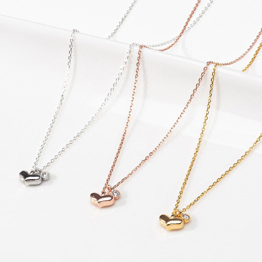 Convex Heart Q Charm Silver Necklace