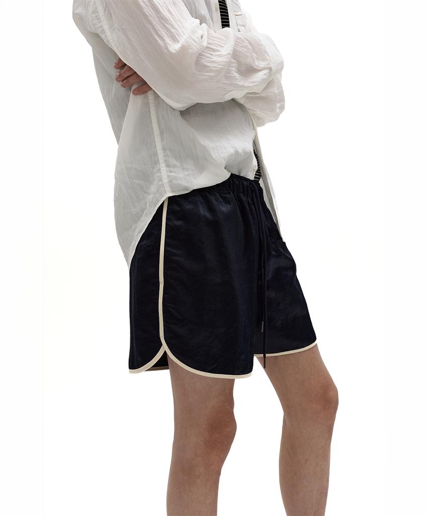 LMOOD Nice Satin Nylon Dolphin Pants Dark Navy