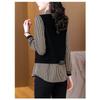 Fashionable Autumn New Long Sleeved Western-style Women's Patchwork Fake Two-piece Shirt Retro Versatile Top