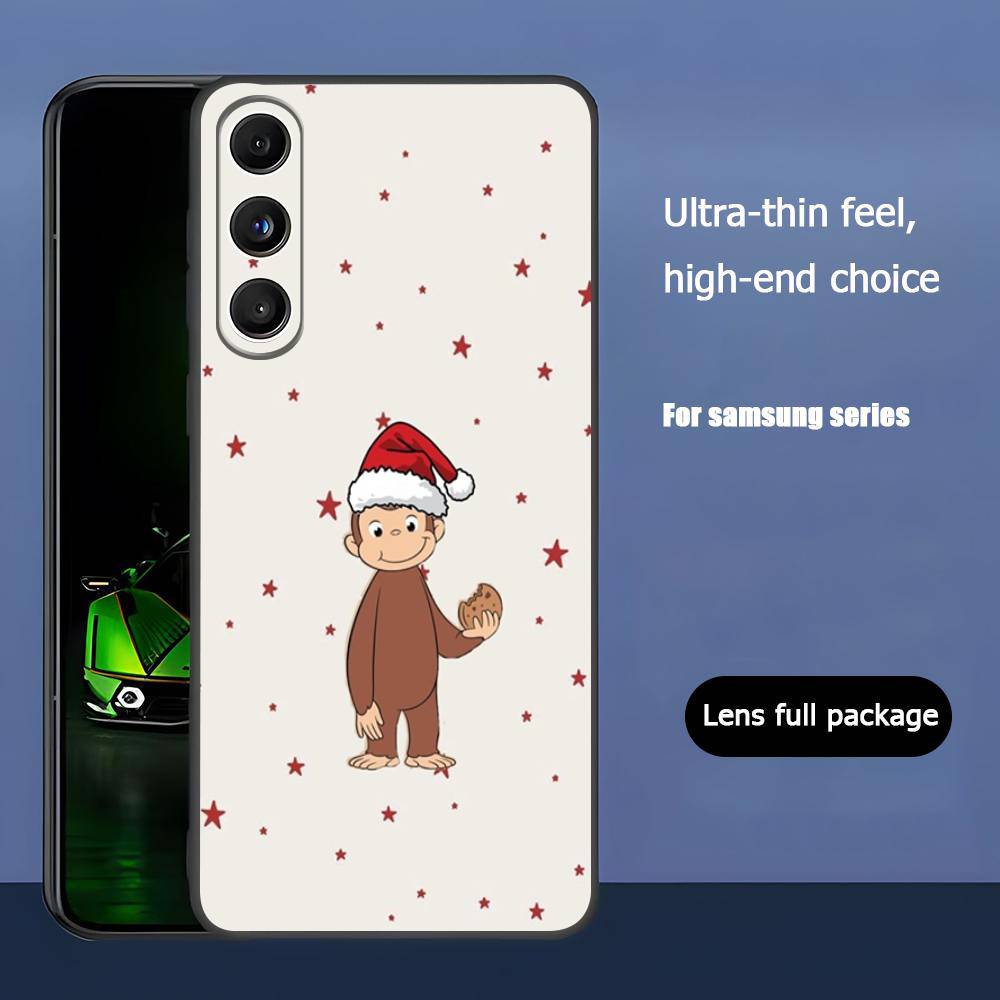 Cute Mokey G-GeorGes Curious Luxury Black Phone Case For Samsung Galaxy S23 S24 S25 Ultra S22 Plus S21