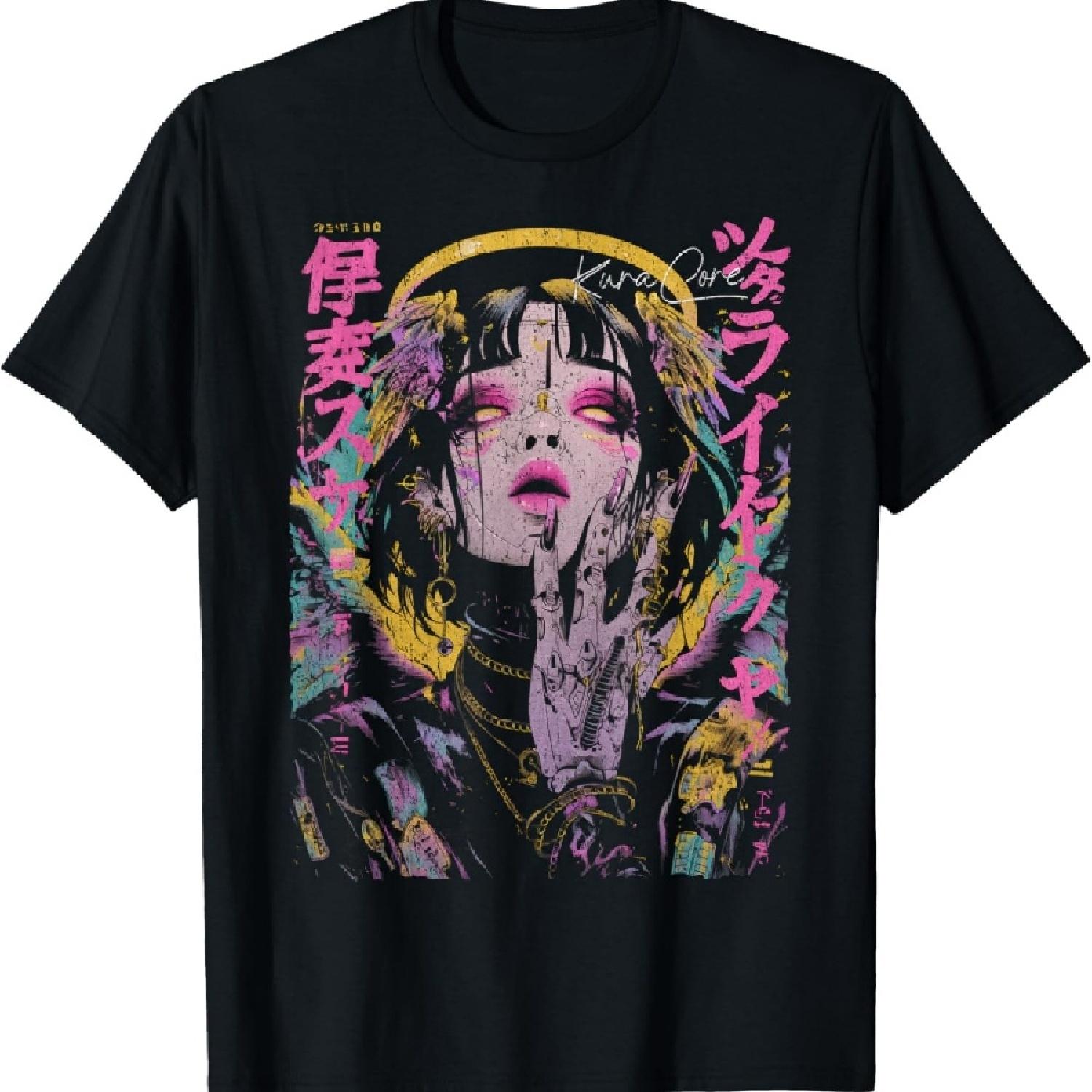 

Japanese Streetwear Cyberpunk Angel Y2K Techwear Manga Anime T-Shirt XXXXXL чорний