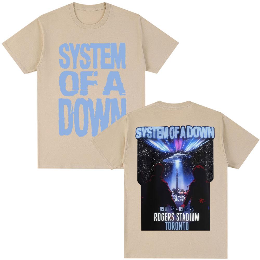Rock Band System of A Down Tour Graphic T-shirt Men's Clothing Vintage Fashion Hip Hop T Shirts Loose Cotton T-Shirts Fans Gifts