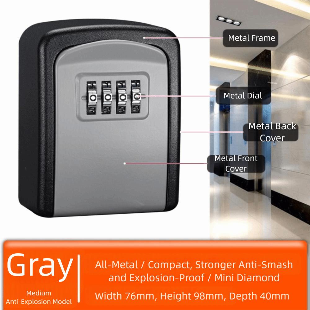 4 Digit Combination Key Storage Box Password Security Code Waterproof Design Secret Box Zinc Alloy Material Metal Construction