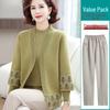 Elegantes Frühlings-Strick-Zweiteiler-Set 2025 für Mütter: Modischer Strickmantel für Frauen mittleren Alters und ältere Frauen