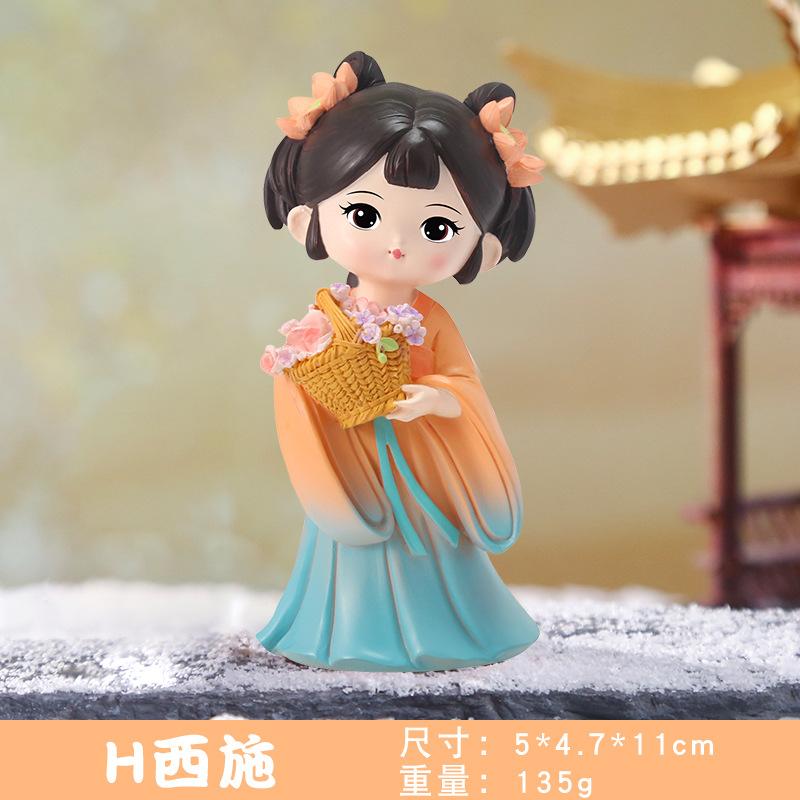 Beautiful Women Ornaments Souvenir Girl Resin Doll Desk Accessories Decorative Figurine Xi Shi Diao Chan Da Ji Table Decoration