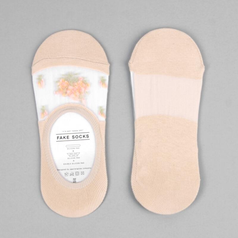 See-through flower bouquet fake socks (3 pieces)
