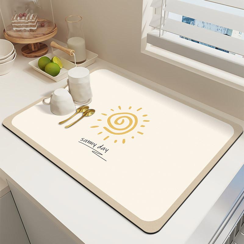 Floral Pattern Anti-Slip Mat for Dish Drying and Table Decoration with Heat Insulation