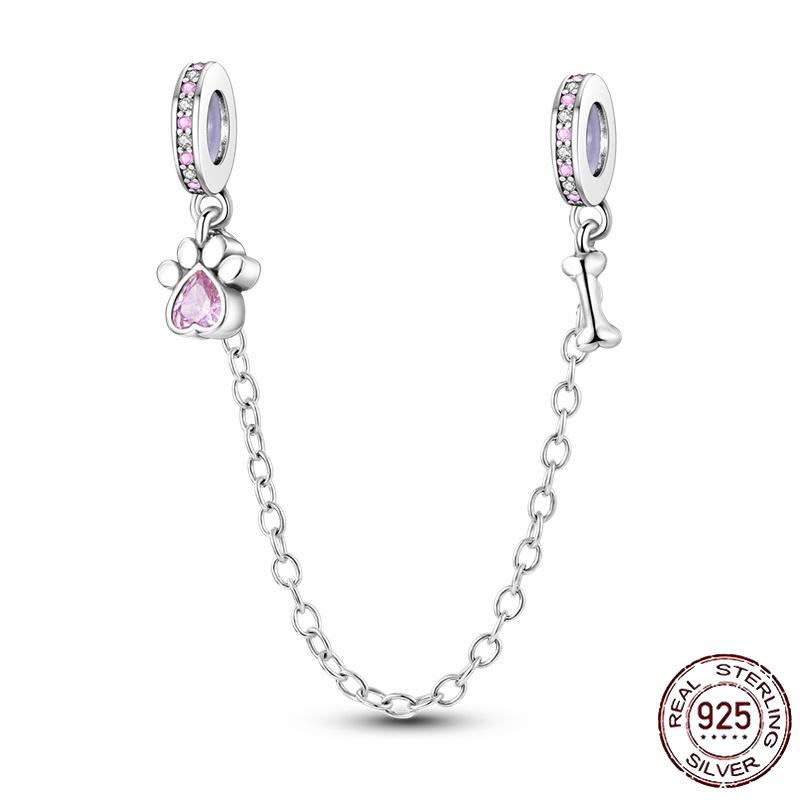 Stříbrný Křišťálový Pavé Bezpečnostní Řetízek Pevný Klip Pramen Přívěsek Vhodný pro Ženy Náramek Stříbrné Šperky Párty Narozeninový Dárek