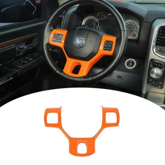 2010-2017 Dodge Ram 1500 For Dodge Ram 1500 Center Console Steering Wheel Cover Trim Decor Orange Drilling Required | Front | Self-Adhesive