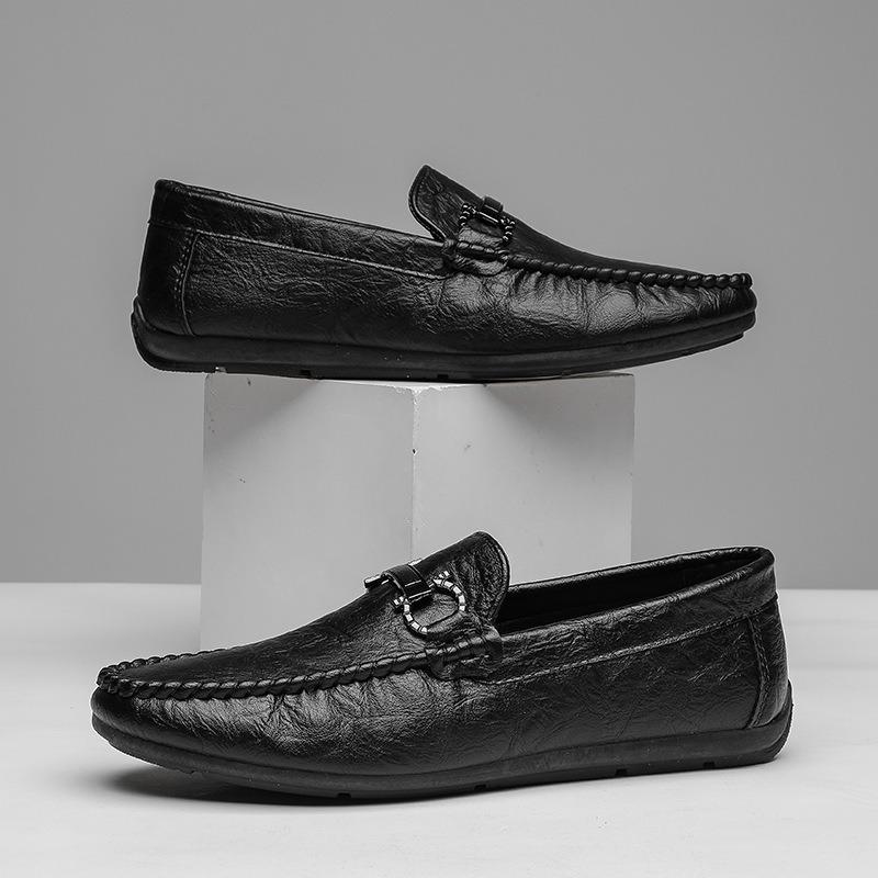 Doudou Schuhe Herren Herbst neu Ein-Pedal Lazy Lederschuhe Britische weichsohlige Fahrschuhe