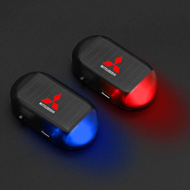 1Pc Car Wireless Warning LED Flashing Anti Theft Caution Lamp Accessories Emblem For Mitsubishi lancer asx outlander pajero l200