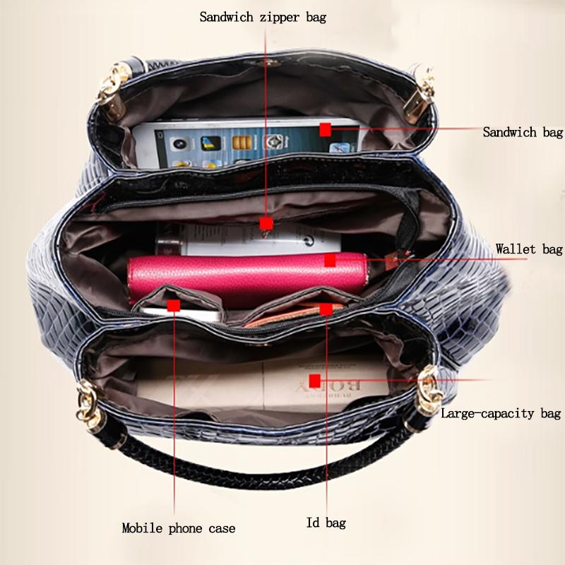 New Luxury Designe Women's Shoulder Bags Crocodile Print Bright Face Handbag Daily Commuting