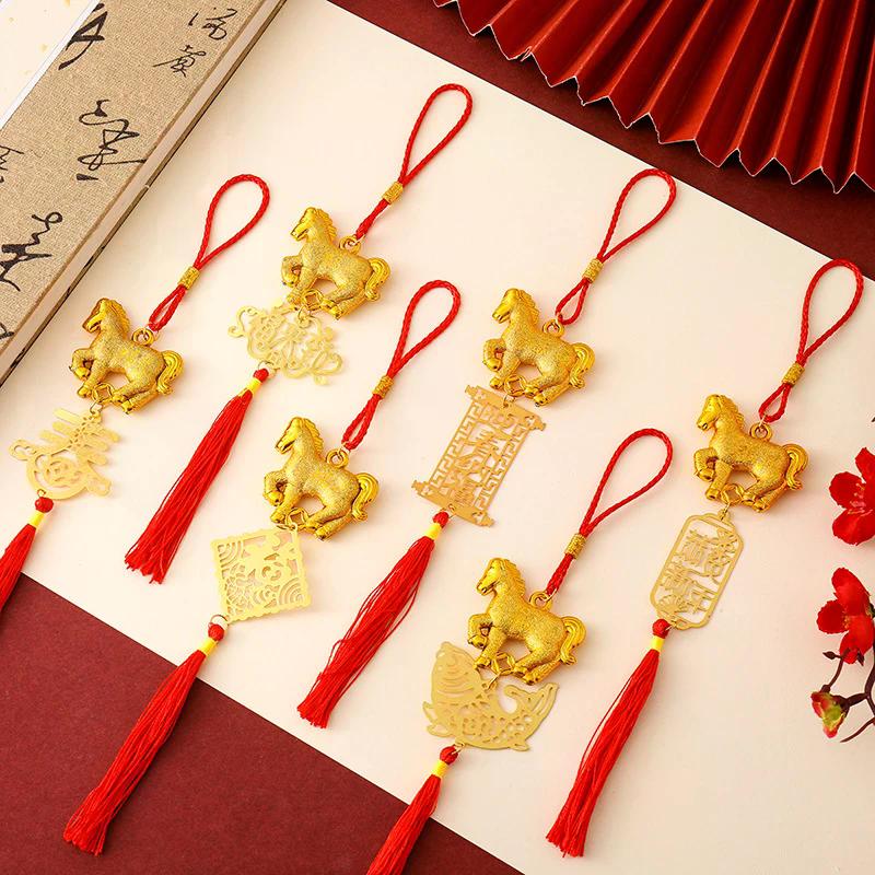 Festive Zodiac 2026 Year Of The Horse Wall Hanging Ornament Chinese New Year Red Gold Lucky Decoration Housewarming Gifts