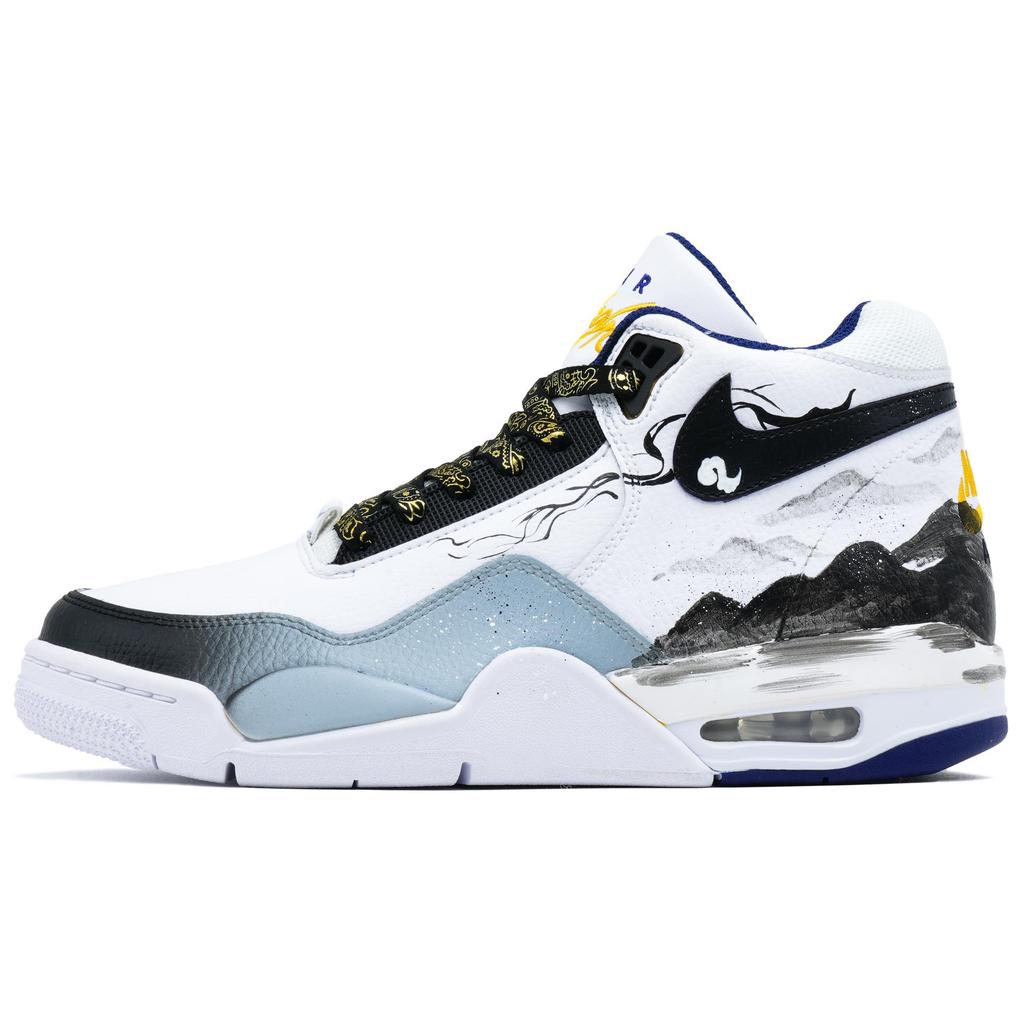 Nike Flight Legacy Resistente al Deslizamiento Resistente a la Abrasión Zapatillas de Baloncesto de Caña Alta Vintage para Hombre Negro Blanco BQ4212-102(Equipo720-)