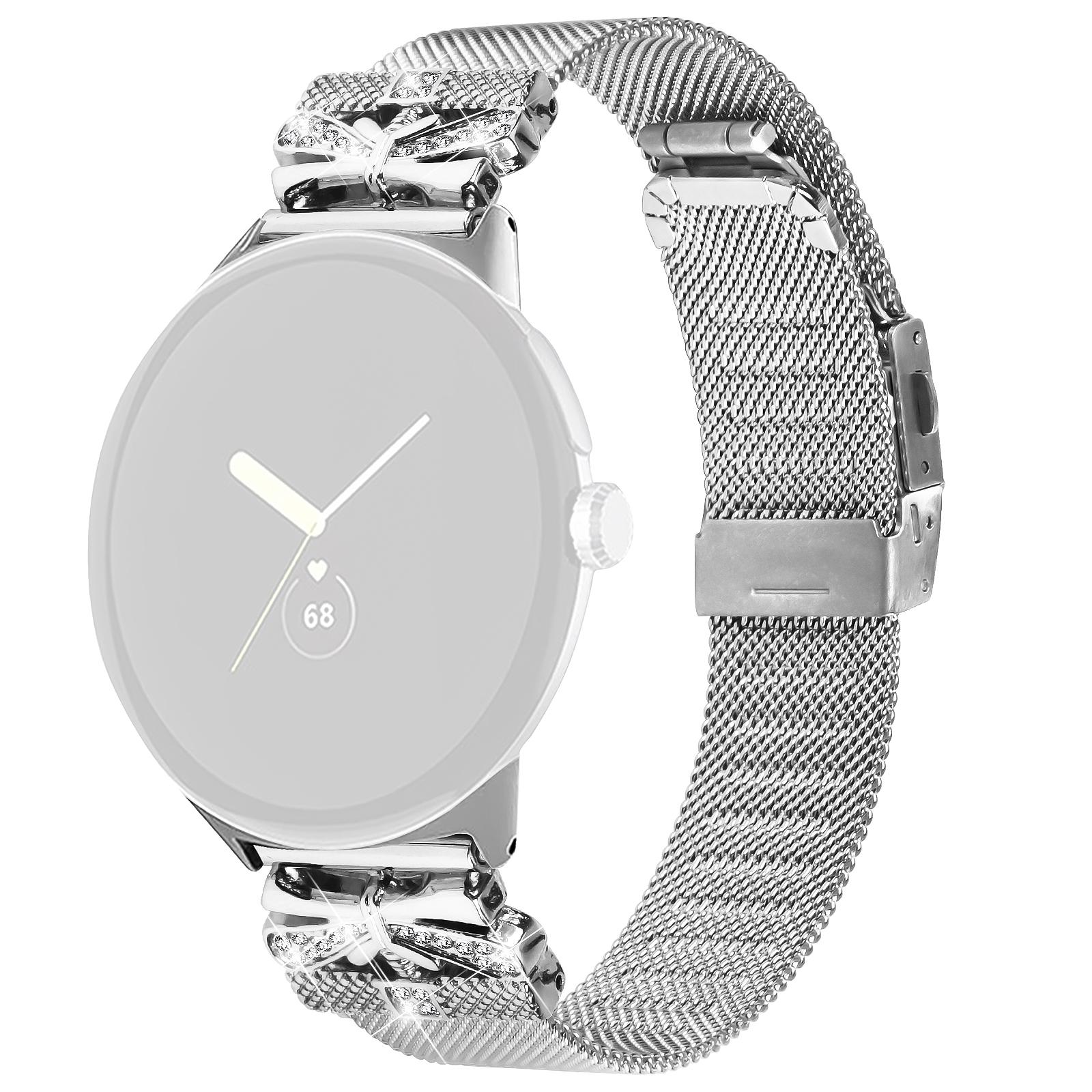 

Stainless Steel Band for Google Pixel Watch 3 41mm/Watch 2/Pixel Watch Rhinestone Decor Milanese Watch Strap 20mm Silver