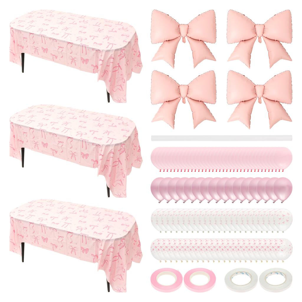 1 zestaw Różowe Balony z Kokardą Mini Balon Muszka Dekoracja Ślubna Urodzinowa Prezent na Wieczór Panieński Balon Dekoracyjny Materiały