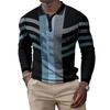 Ethnic Pattern Half-Zip Long Sleeve Polo, Versatile Casual Top