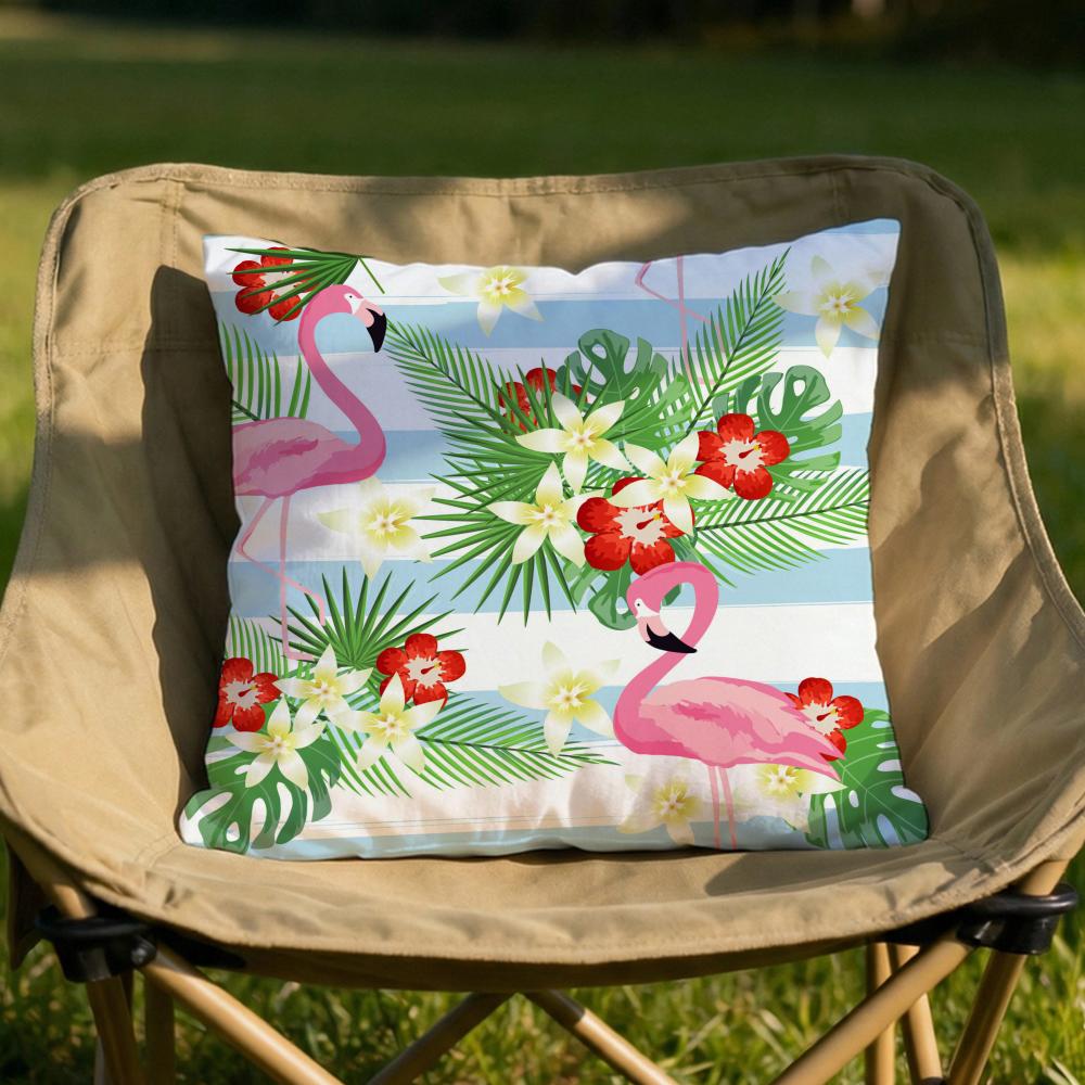 Tropical forest flamingos Cushion Cover Soft Reversible  Durable Pillow Cover  MultiScene Use for Home  Car Daily Comfort