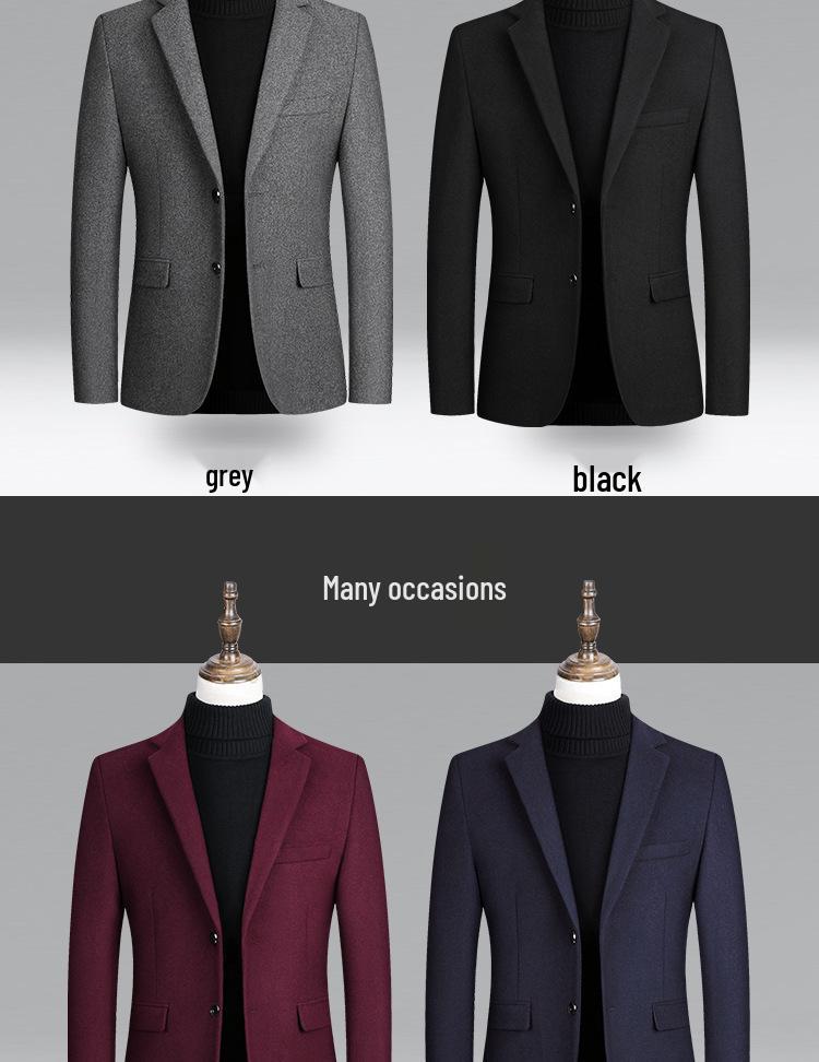 Men's Single-Breasted Wool Blazer - 2025 Autumn/Winter Business Casual Jacket