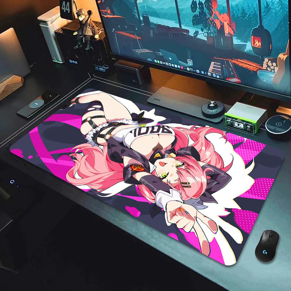 Gaming Mouse Pad with Antislip Base and Stitched Edges Anime Girl with Shark Print Desk Mat for PC Laptop Gaming
