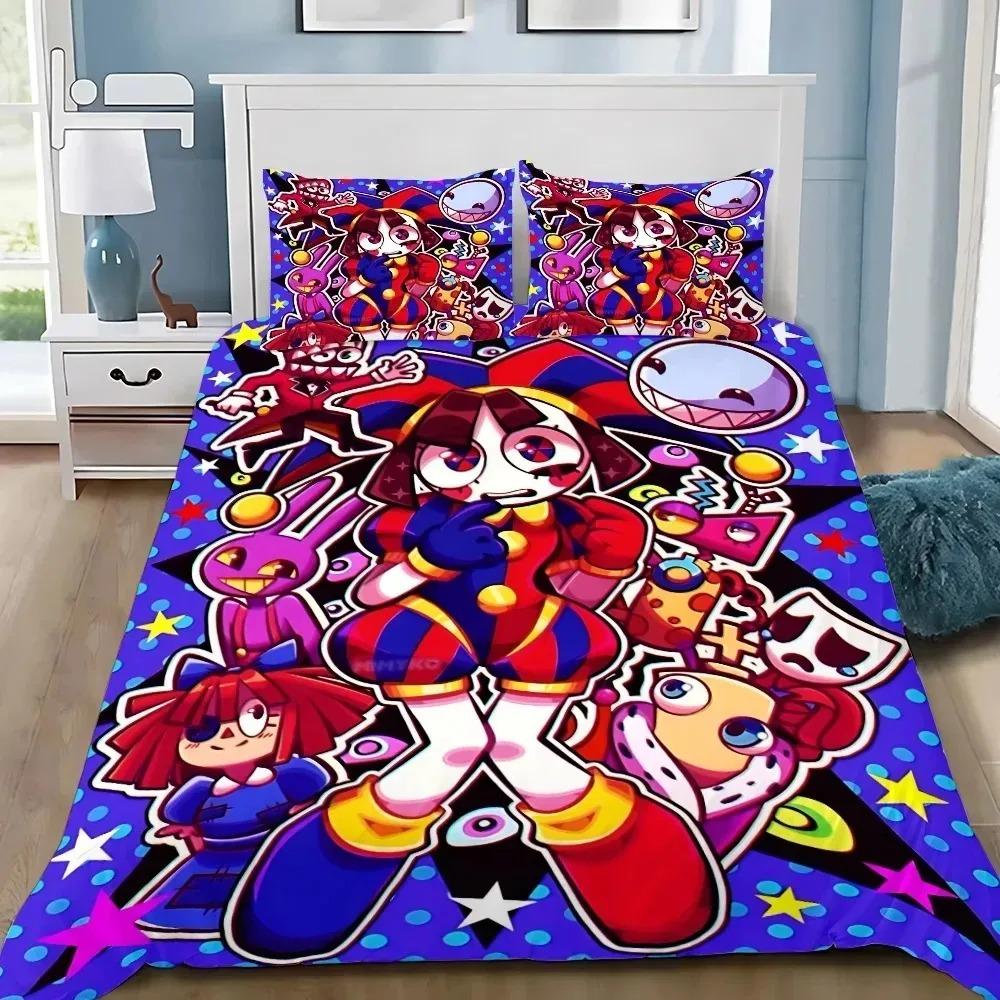 Ensemble de literie 3D Dessin Animé Le Cirque Numérique Incroyable, housse de couette et taie d'oreiller, décoration de chambre à coucher, cadeau pour garçons et filles 140x200cm (2pcs)
