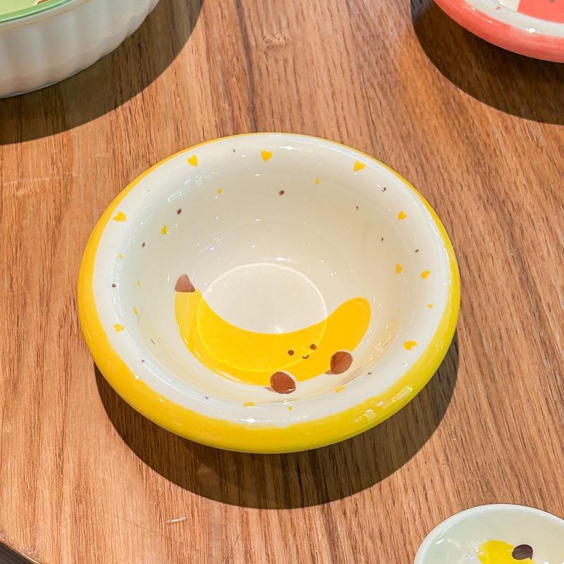 Cute Painted Ceramic Bowls for Daily Use Fun Food Designs Ideal for Dessert and Snack Home Kitchen Tableware