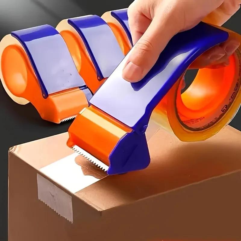 1pc Adhesive Tape Dispenser Tape Cutter Simple Box Sealing Machine Tape Holder Convenient Iron Tooth Plastic Packing Tape Seat