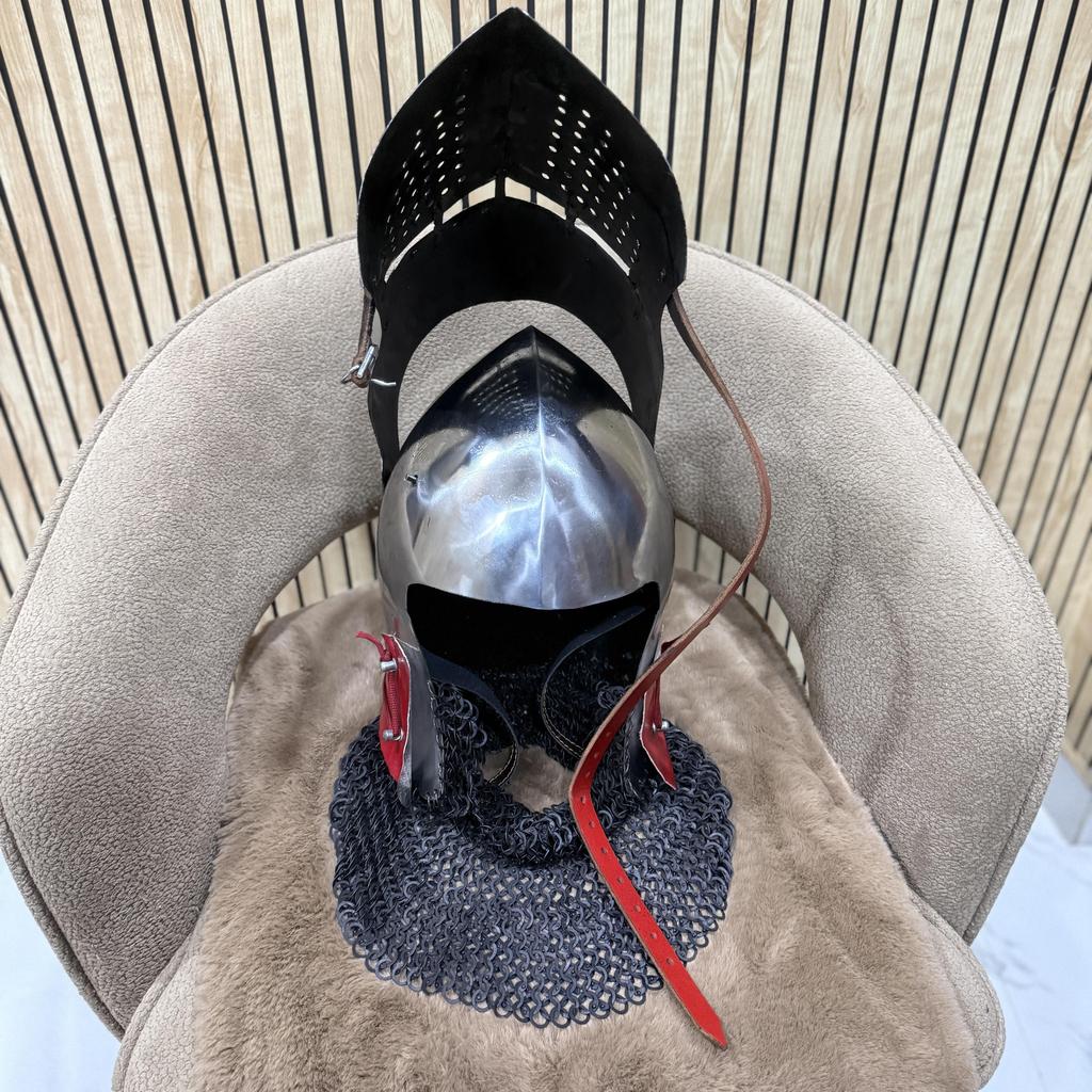 Handmade Medieval Barbute Helmet – 16 Gauge Steel Knight Armor, Wearable LARP Cosplay Helmet, Collector Gift