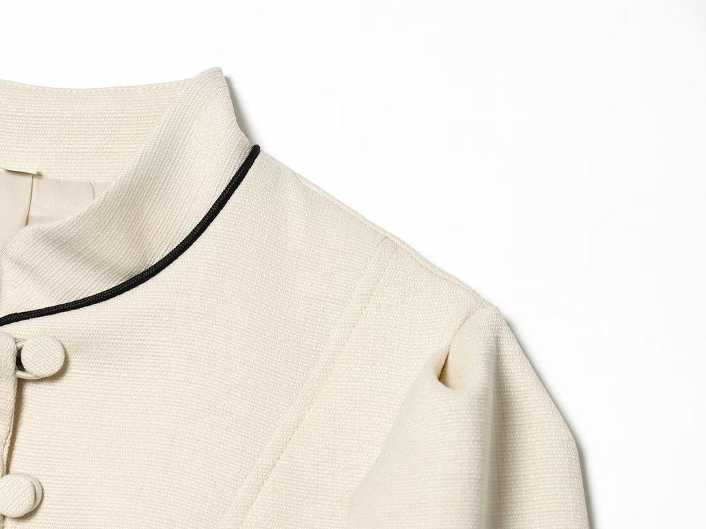 European and American Style, New Women's Clothing, Fashionable Contrasting Color Trim Slim Blazer 2727/111