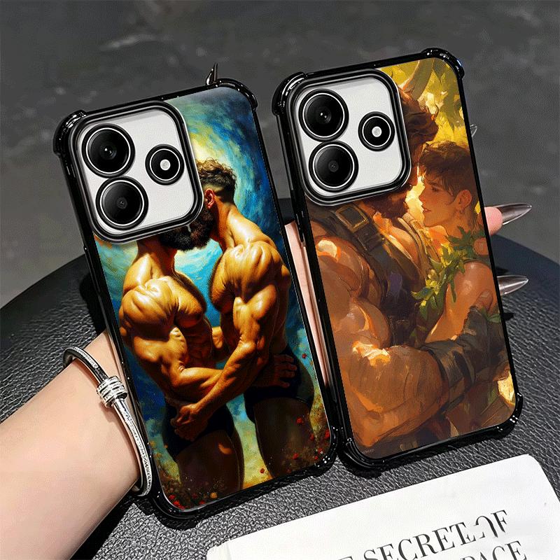 Muscle Man Gay Fitness Soft Phone Case For Xiaomi Redmi Note 14 15 Pro Plus 13 12 11S 11T 5G 10 9S 9 Plating Anti-Fall Fundas