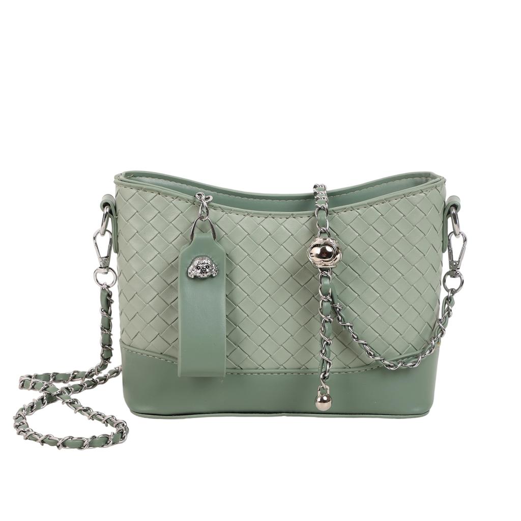 2025 Summer New Weaving Crossbody Bag Fashionable And Casual Small Bucket Bag Women'S Shoulder Bag