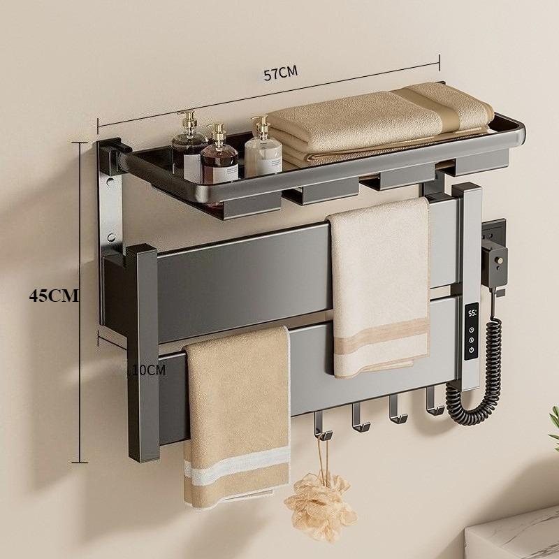 

Wall Mount Electric Heated Towel Rail Modern Smart Bathroom Towel Rack Water Towels Radiator Bathroom Accessories Supplies US&Right Line серый