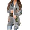 Women's Fashion Christmas Print Jacket Long Sleeve Casual Cardigan Coat
