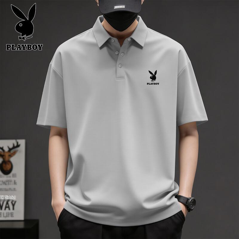 PLAYBOY Men s Ice Silk Short Sleeve Polo Shirt 3XL