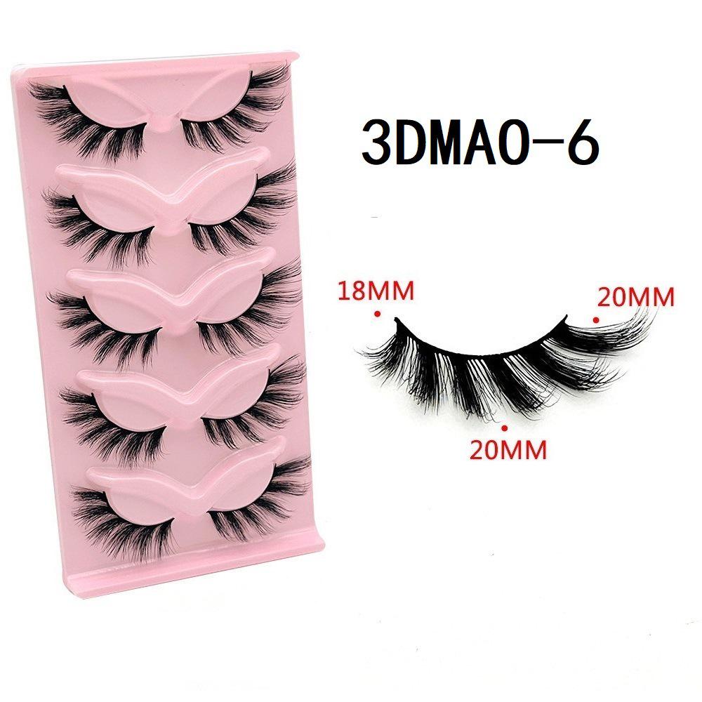 3D Cat Eye False Eyelashes - Dense Tail Lengthening Style, Pack of 5 Pairs