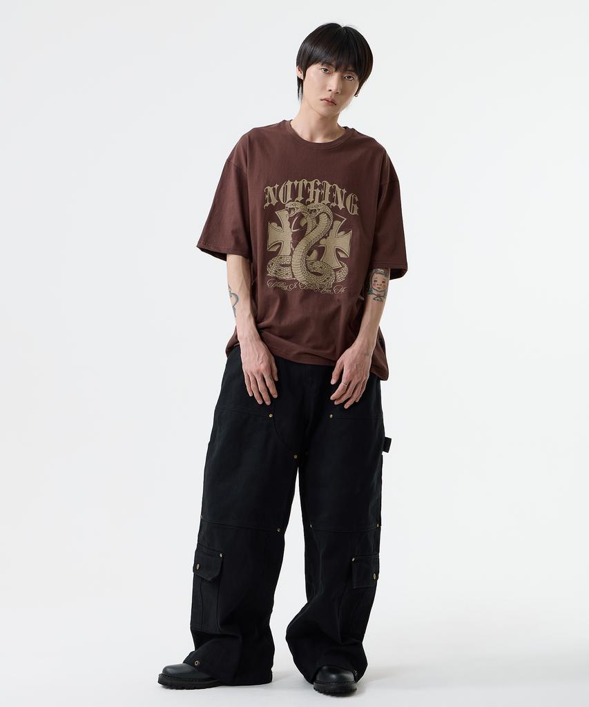 Nasttingijeubeleoldaenmi Snake Graphic Tee_Brown