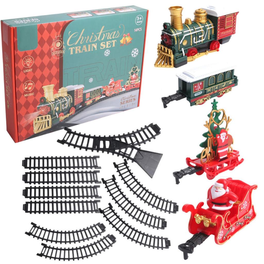 Lighted Electric Train Set, Christmas Train Around The Christmas Tree, With Adjustable Sounds And Music, Great Christmas Birthday Gift For Children