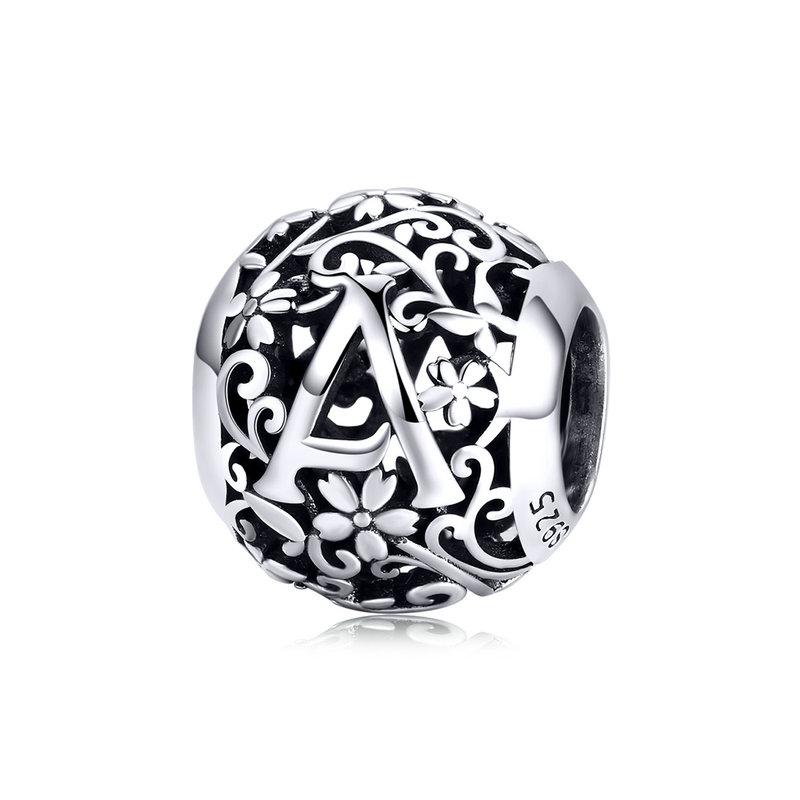 

WOSTU Letters Beads 925 Silver Vintage Alphabet Charms Fit Original Bracelet For Women DIY Letter Jewelry Making