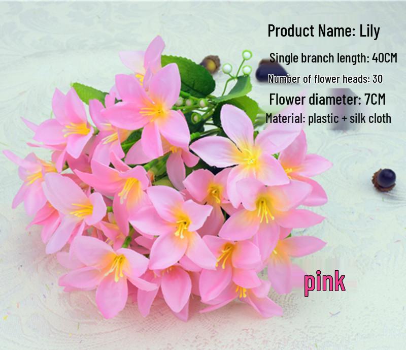 Single Stem Silk Lily Artificial Flower Bouquet for Living Room or Dining Table Decor