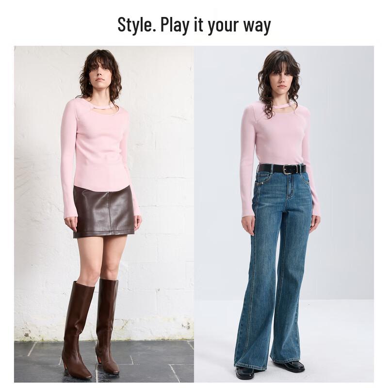 Sancai Women's Hollow Knit Pullover Sweater