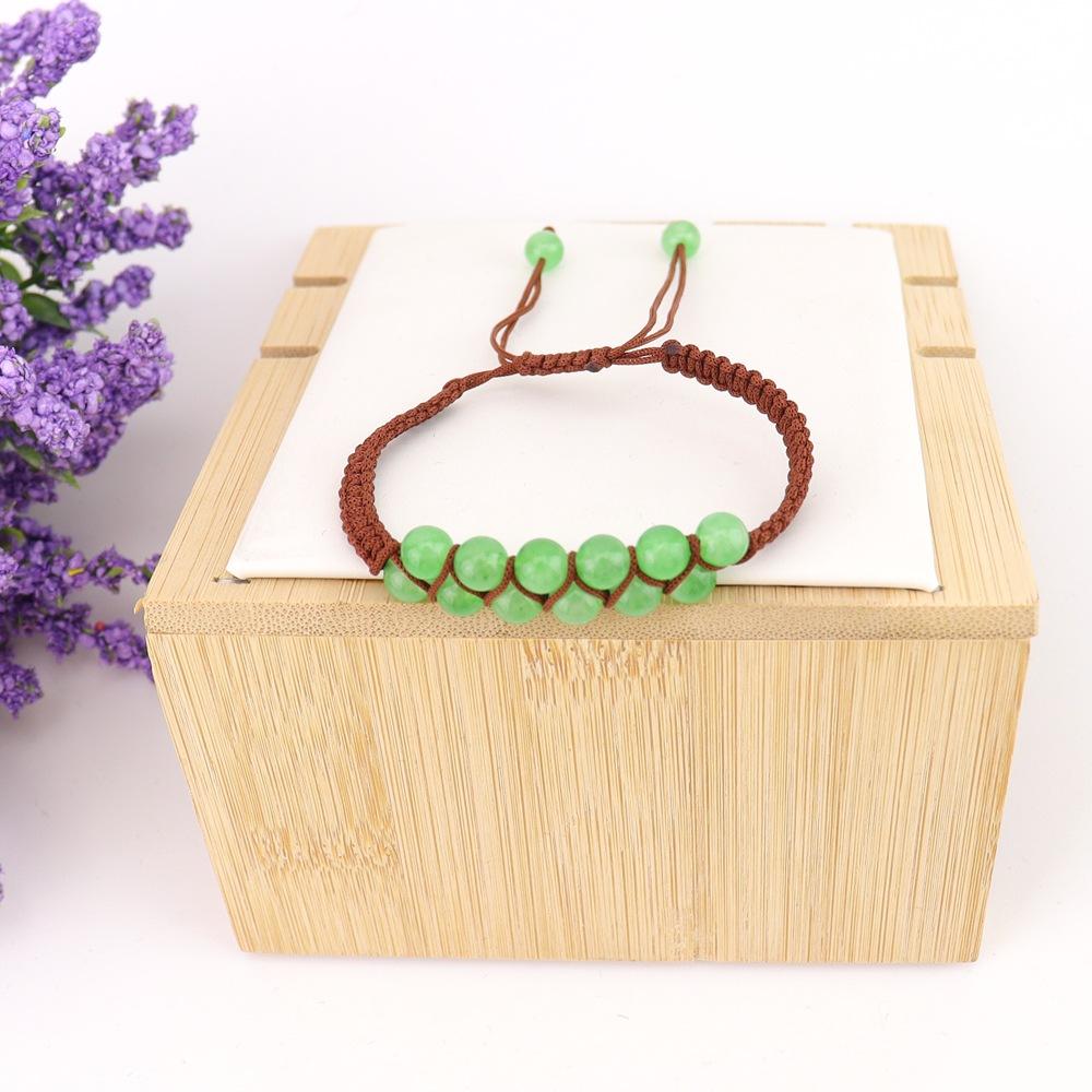 Bohemian Hand-Woven Round Bead Natural Stone Crystal Double Row Woven Couple Bracelet B102
