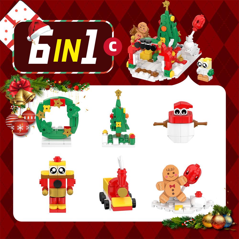 Customizable 24-Style Christmas Building Block Set: Santa Claus & Gingerbread Man Ornament