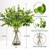MACTING Artificial Eucalyptus Stems in Glass Vase with Faux Water Stones 14" Fake Sage Green Plants Eucalyptus Leaves for Table Centerpieces Bathroom