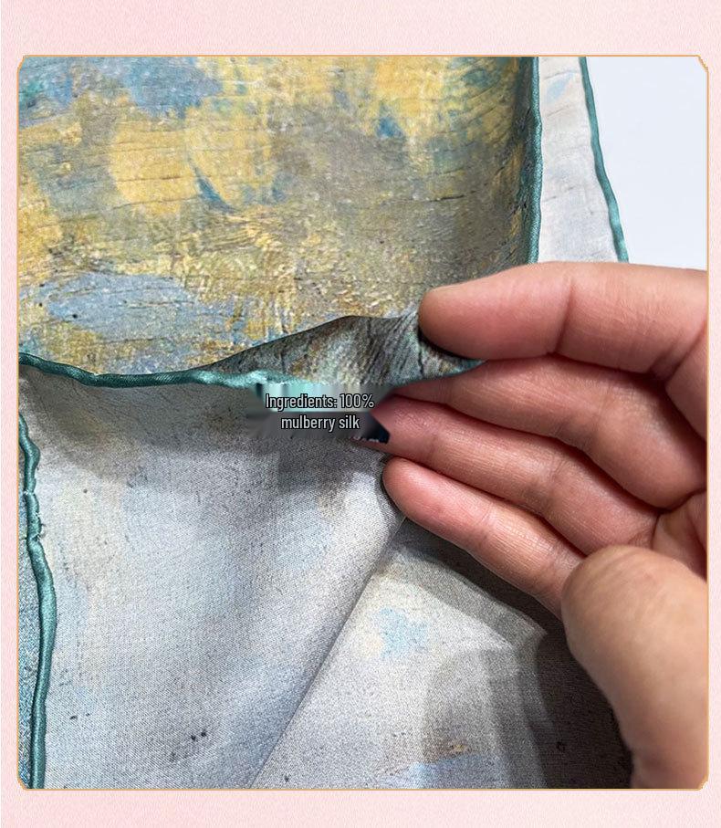 2024 New Style Large Square Scarf: 110 Mulberry Silk with Hand-Rolled Edges