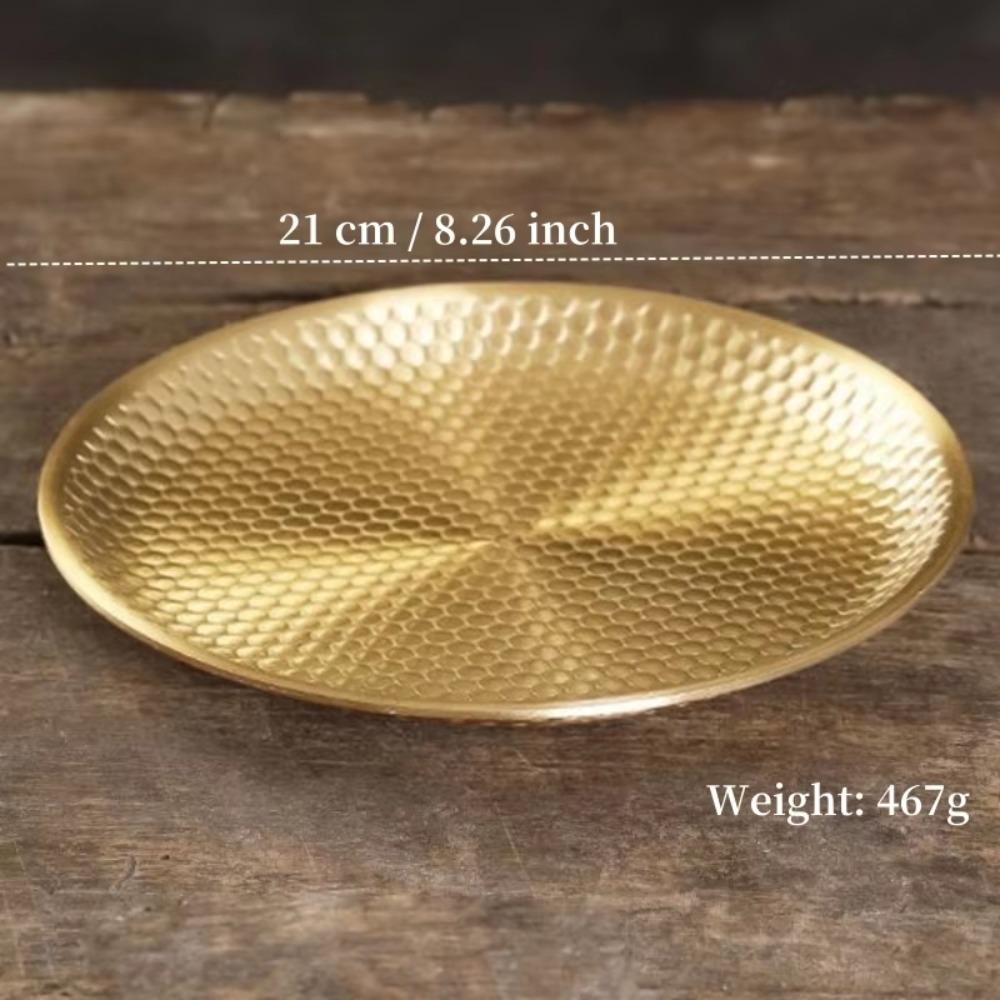 Copper Brass Material Copper Fruit Altar Plate Engraving Pattern Ball Bead Accent Tibetan Buddhist Decorative Dish