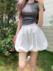 Women's High-Waisted Black & White Puffball Pleated Summer Shorts