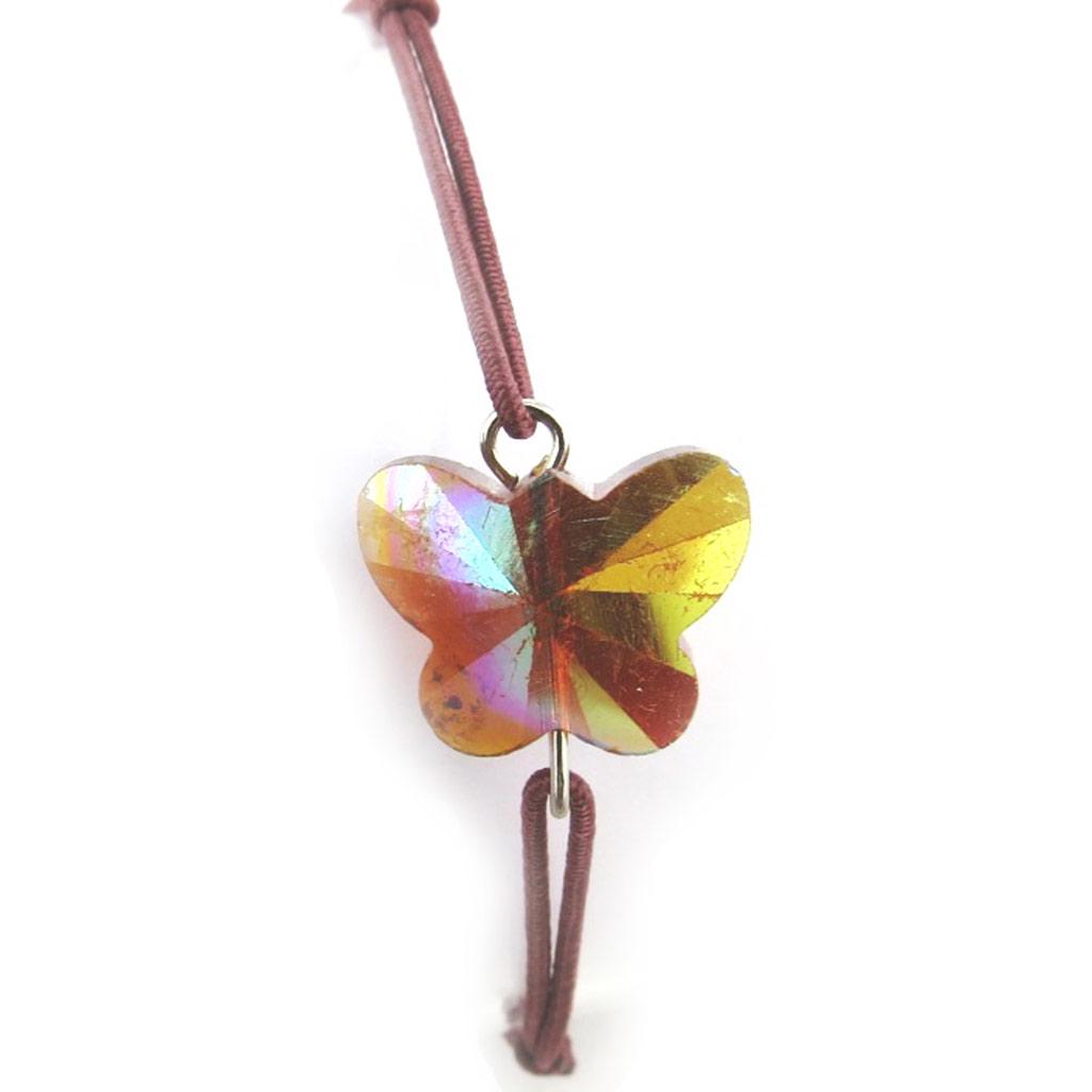 Les Trésors De Lily [N0252] - Braunes elastisches Armband „Crystal“ (Schmetterling)