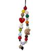 Jewelry Strap Cute Bear Colored Beaded Phone Writ Strap Charm Chain Keycord Stylish Heart For All Phone Case Car Key Camera Bag